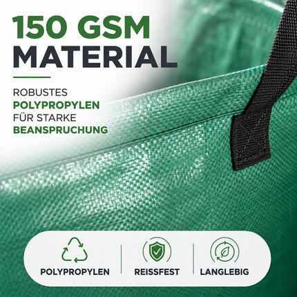 272 Liter Gartenabfallsack groß & reißfest – 150 GSM Laubsack aus Polypropylen – Gartensack für Laub, Rasenschnitt & Grünschnitt (272 Liter)