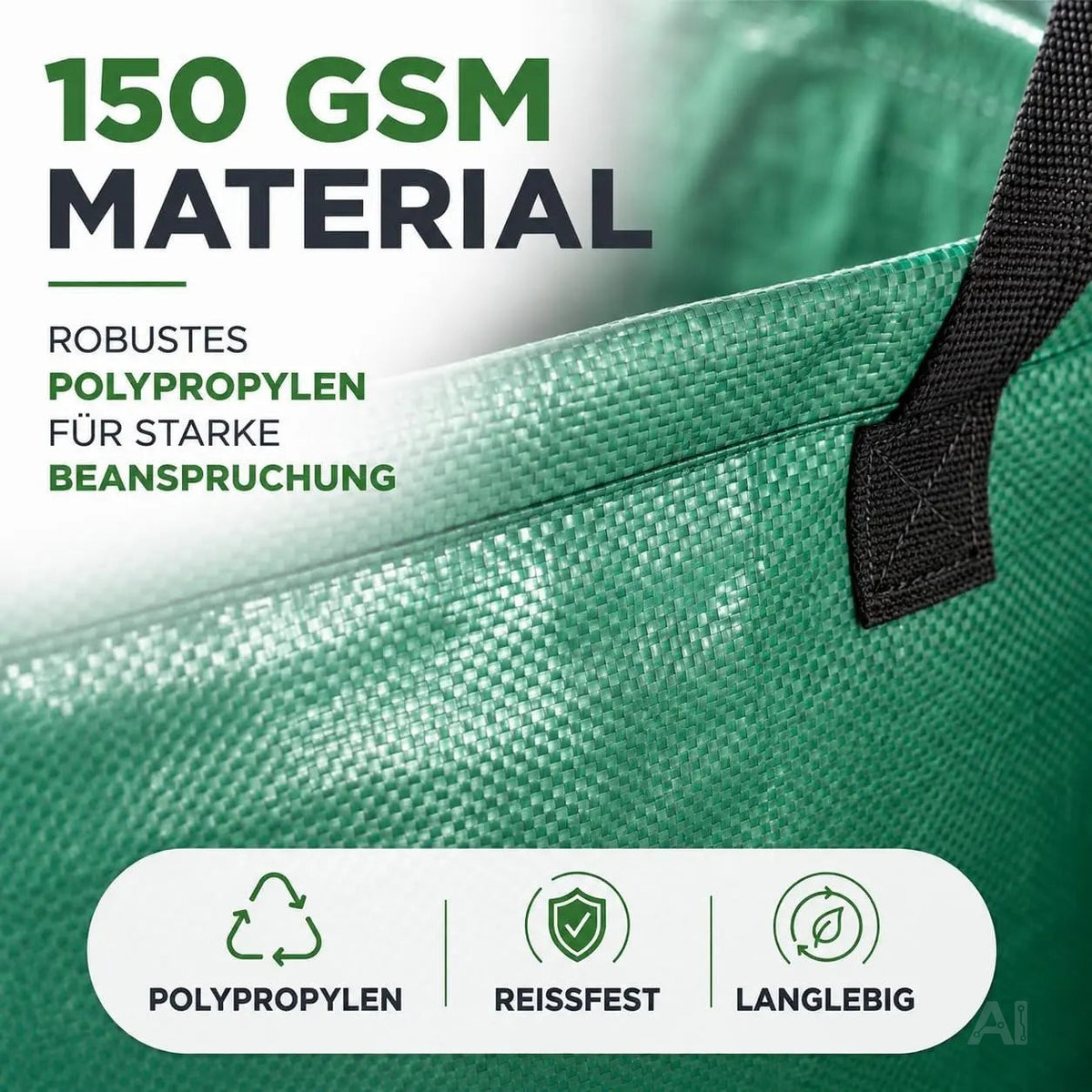 272 Liter Gartenabfallsack groß & reißfest – 150 GSM Laubsack aus Polypropylen – Gartensack für Laub, Rasenschnitt & Grünschnitt (272 Liter)