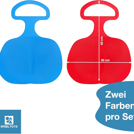 2X Porrutscher - Schlitten Bob in blau & rot - für Kinder zum Porutschen & Schlittenfahren Poporutscher Po-Rutscher