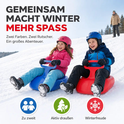 2X Porrutscher - Schlitten Bob in blau & rot - für Kinder zum Porutschen & Schlittenfahren