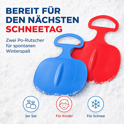 2X Porrutscher - Schlitten Bob in blau & rot - für Kinder zum Porutschen & Schlittenfahren