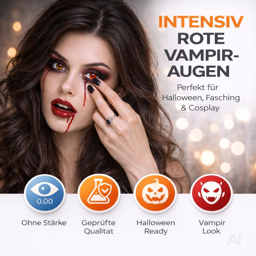 Rote Halloween-Kontaktlinsen ohne Stärke