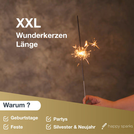 happy sparks® 50x Wunderkerzen 28 cm - Sternspritzer Fontäne für Partys & Feuerwerk & Geburtstag & Hochzeit Silvester Kat. F1 für Jugendlichen & Kinder Jugendfeuerwerk