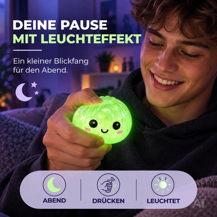 Dumpling Squishy XXL – Antistress-Spielzeug und Fidget-Spielzeug zur Beschäftigung und Ablenkung für Büro, Schule & Alltag (1x Zufällig XXL Nachtleuchtend Ø 9 cm)