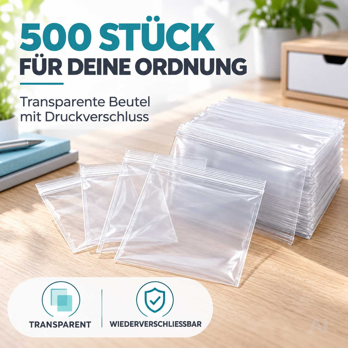 500x Druckverschlussbeutel Zip Set - reißfest & transparent Plastikbeutel Plastiktüten