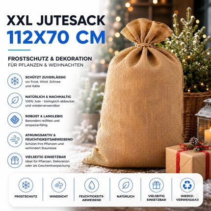 Jutesack XXL 112x70 cm – Frostschutz Pflanzen & Nikolaussack