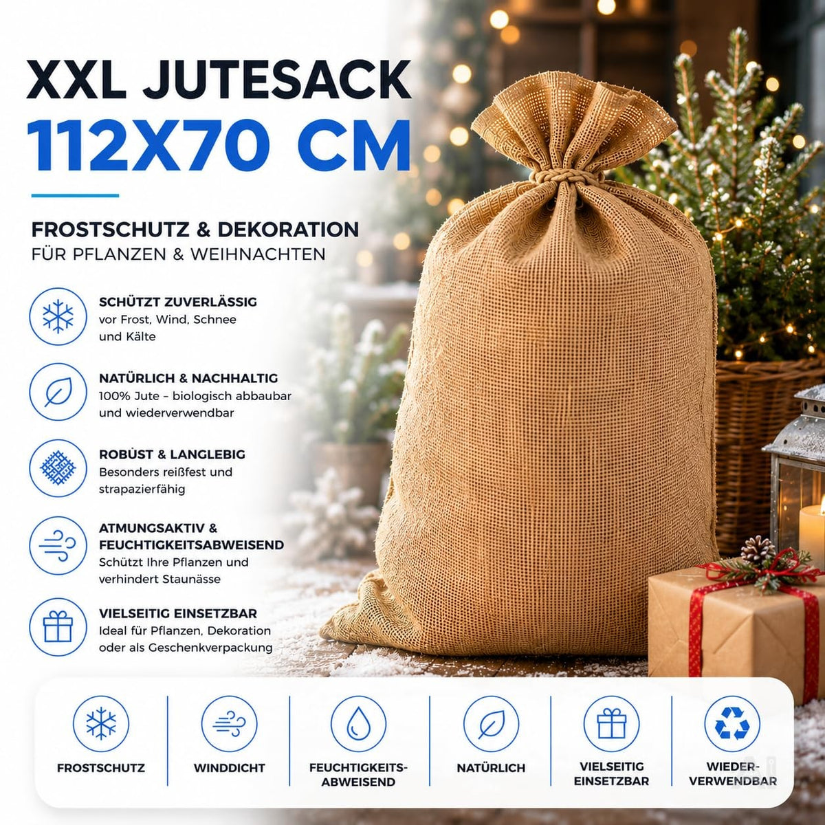 Jutesack XXL 112x70 cm – Frostschutz Pflanzen & Nikolaussack