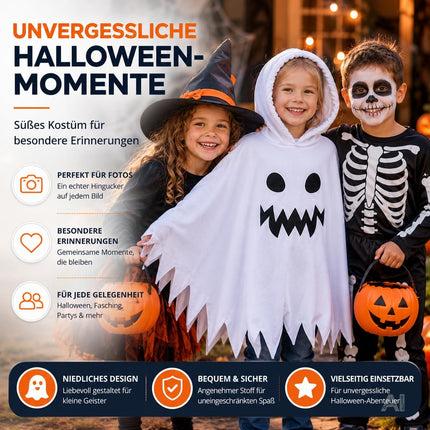 Halloween Kostüm Geist weiß – Gespenst Kostüm für Halloween, Fasching & Karneval – Gruselige Geister Verkleidung