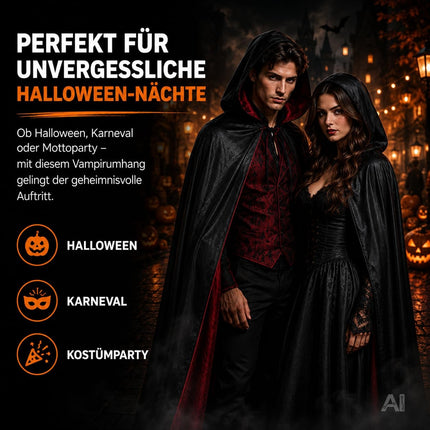 Zauberer Kostüm Erwachsene – Schwarzer Halloween Umhang