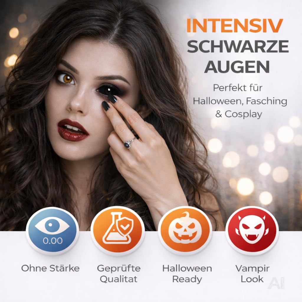 Schwarze Halloween-Kontaktlinsen ohne Stärke