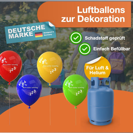 Dekotalent® 20x Luftballons Schule Ballon Einschulung ABC 1. Schulanfang zur Deko & Dekoration