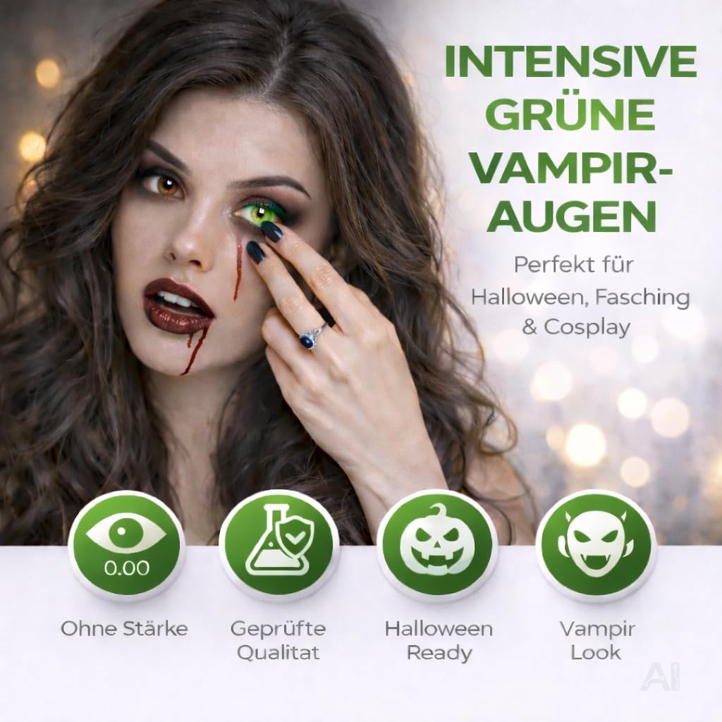 Grüne Halloween-Kontaktlinsen ohne Stärke