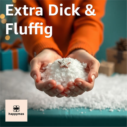 Täuschend echter Kunstschnee, Schnee weich und fluffig - glitzernder Dekoschnee für Dekoration - Deko Streuschnee Weihnachten