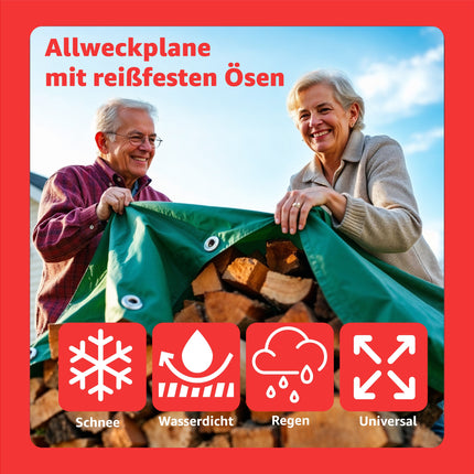 Abdeckplane Plane 200 g/m² grün - Plane mit Ösen wasserdicht & Gartenplane & Schutzplane, Allzweckplane - grün, Bauplane für Zeltunterlage - Gewebeplane - für Zeltplane & Camping