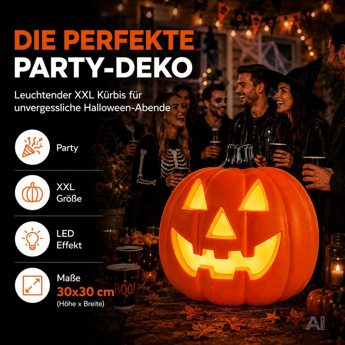 Beleuchteter Halloween-Kürbis