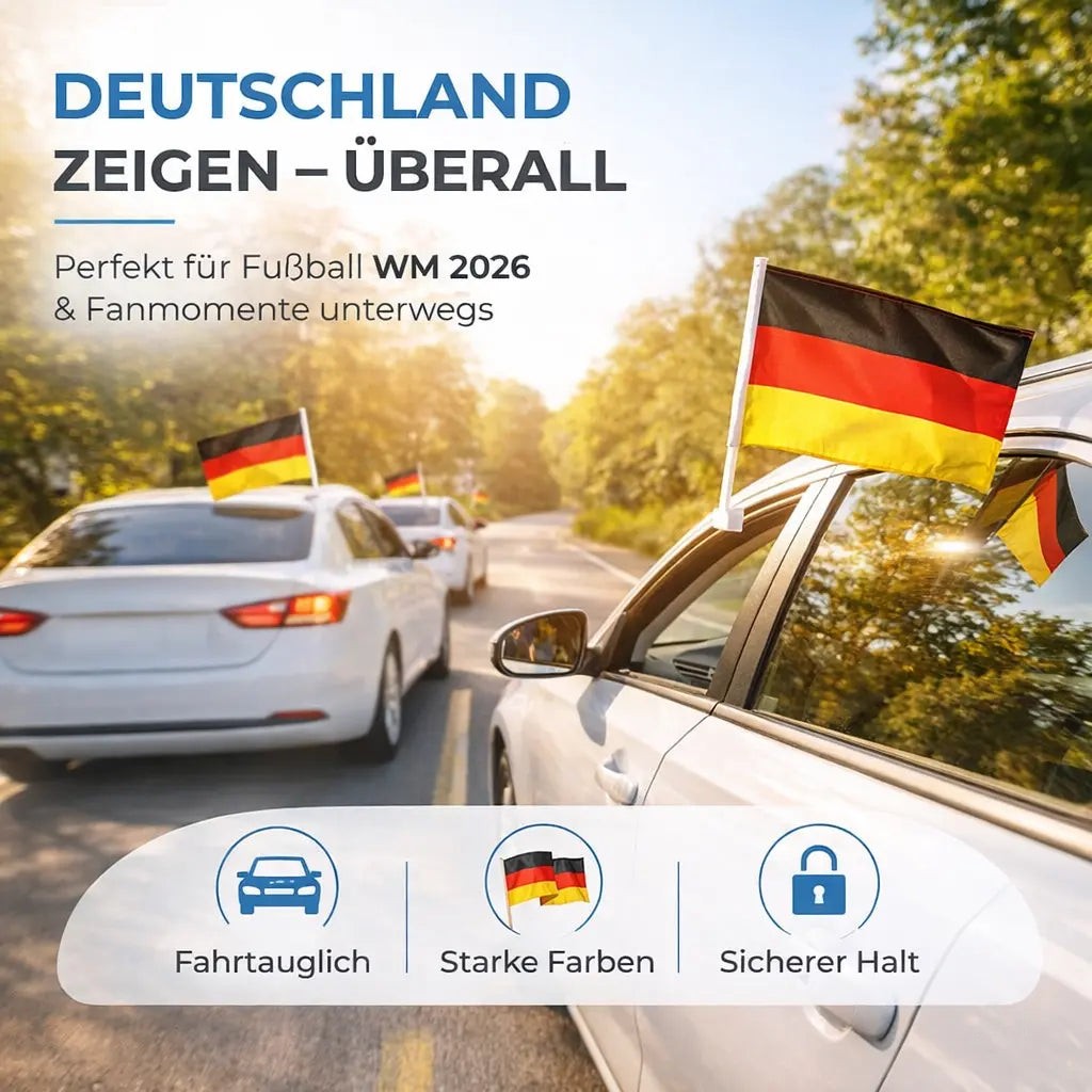 2er Autofahne Deutschland Autoflagge Auto Fahne Fanartikel Fußball WM 2026 – Detailansicht 3