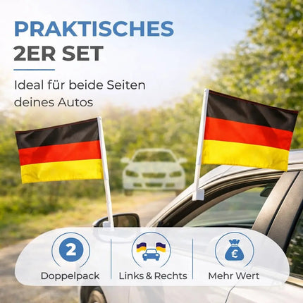 2er Autofahne Deutschland Autoflagge Auto Fahne Fanartikel Fußball WM 2026 – Detailansicht 4