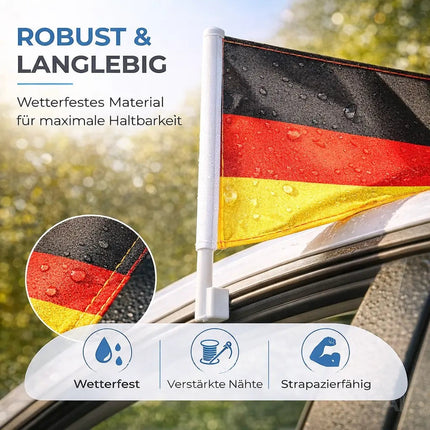 2er Autofahne Deutschland Autoflagge Auto Fahne Fanartikel Fußball WM 2026 – Detailansicht 6