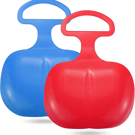 2er Bob Schlitten Set - blau & rot - zum Porutschen & Schlittenfahren für Kinder Poporutscher Po-Rutscher