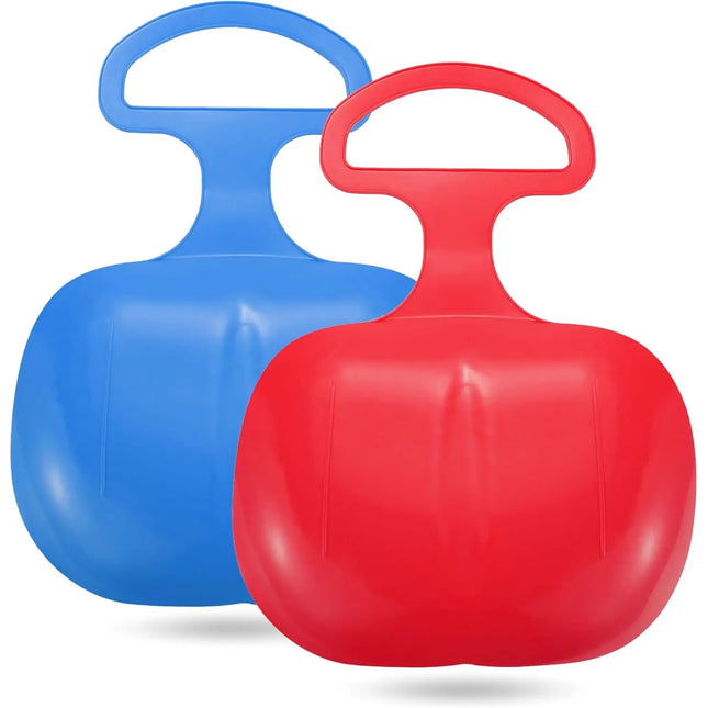 2er Bob Schlitten Set - blau & rot - zum Porutschen & Schlittenfahren für Kinder Poporutscher Po-Rutscher