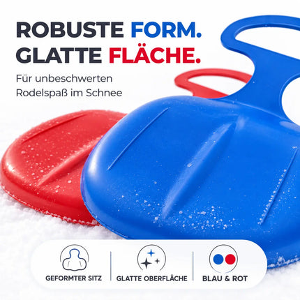 2er Bob Schlitten Set - blau & rot - zum Porutschen & Schlittenfahren für Kinder Poporutscher Po-Rutscher