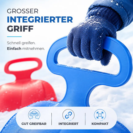 2er Bob Schlitten Set - blau & rot - zum Porutschen & Schlittenfahren für Kinder Poporutscher Po-Rutscher