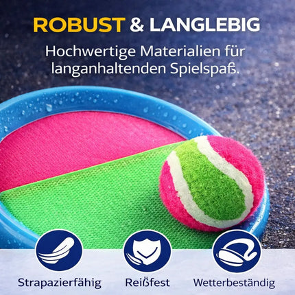 2er Klettballspiel Set für Kinder & Erwachsene – Strandspiel & Wurfspiel für Mädchen & Jungen mit Fangspiel