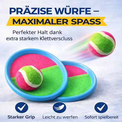 2er Klettballspiel Set für Kinder & Erwachsene – Strandspiel & Wurfspiel für Mädchen & Jungen mit Fangspiel