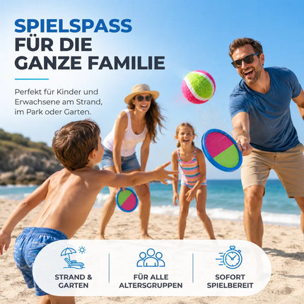 2er Klettballspiel Set für Kinder & Erwachsene – Strandspiel & Wurfspiel für Mädchen & Jungen mit Fangspiel