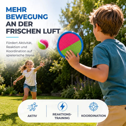 2er Klettballspiel Set für Kinder & Erwachsene – Strandspiel & Wurfspiel für Mädchen & Jungen mit Fangspiel