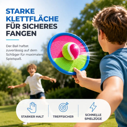 2er Klettballspiel Set für Kinder & Erwachsene – Strandspiel & Wurfspiel für Mädchen & Jungen mit Fangspiel