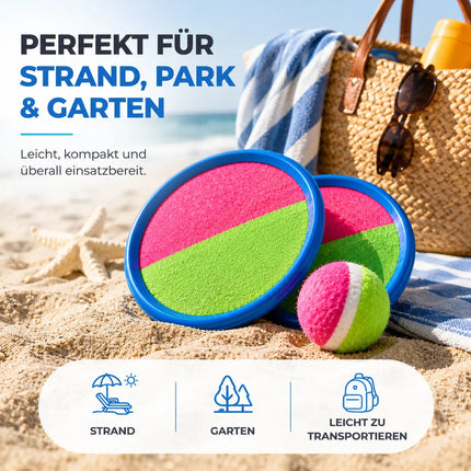 2er Klettballspiel Set für Kinder & Erwachsene – Strandspiel & Wurfspiel für Mädchen & Jungen mit Fangspiel