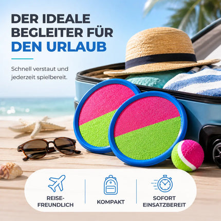 2er Klettballspiel Set für Kinder & Erwachsene – Strandspiel & Wurfspiel für Mädchen & Jungen mit Fangspiel
