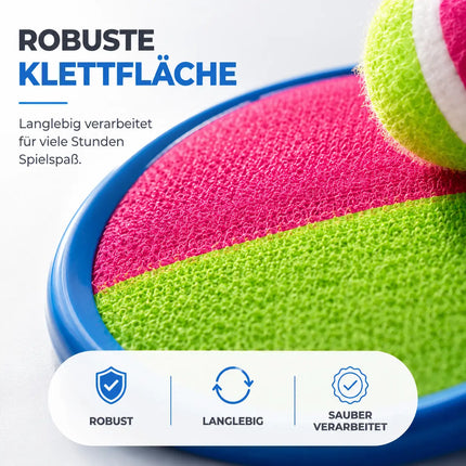 2er Klettballspiel Set für Kinder & Erwachsene – Strandspiel & Wurfspiel für Mädchen & Jungen mit Fangspiel