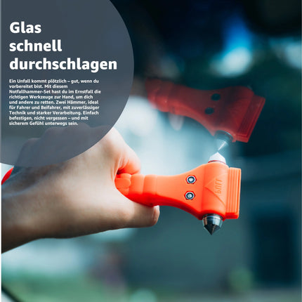 2er Notfallhammer Nothammer Set - mit Gurtschneider - Gurtmesser für Auto - TK Gruppe® Offizieller Onlineshop