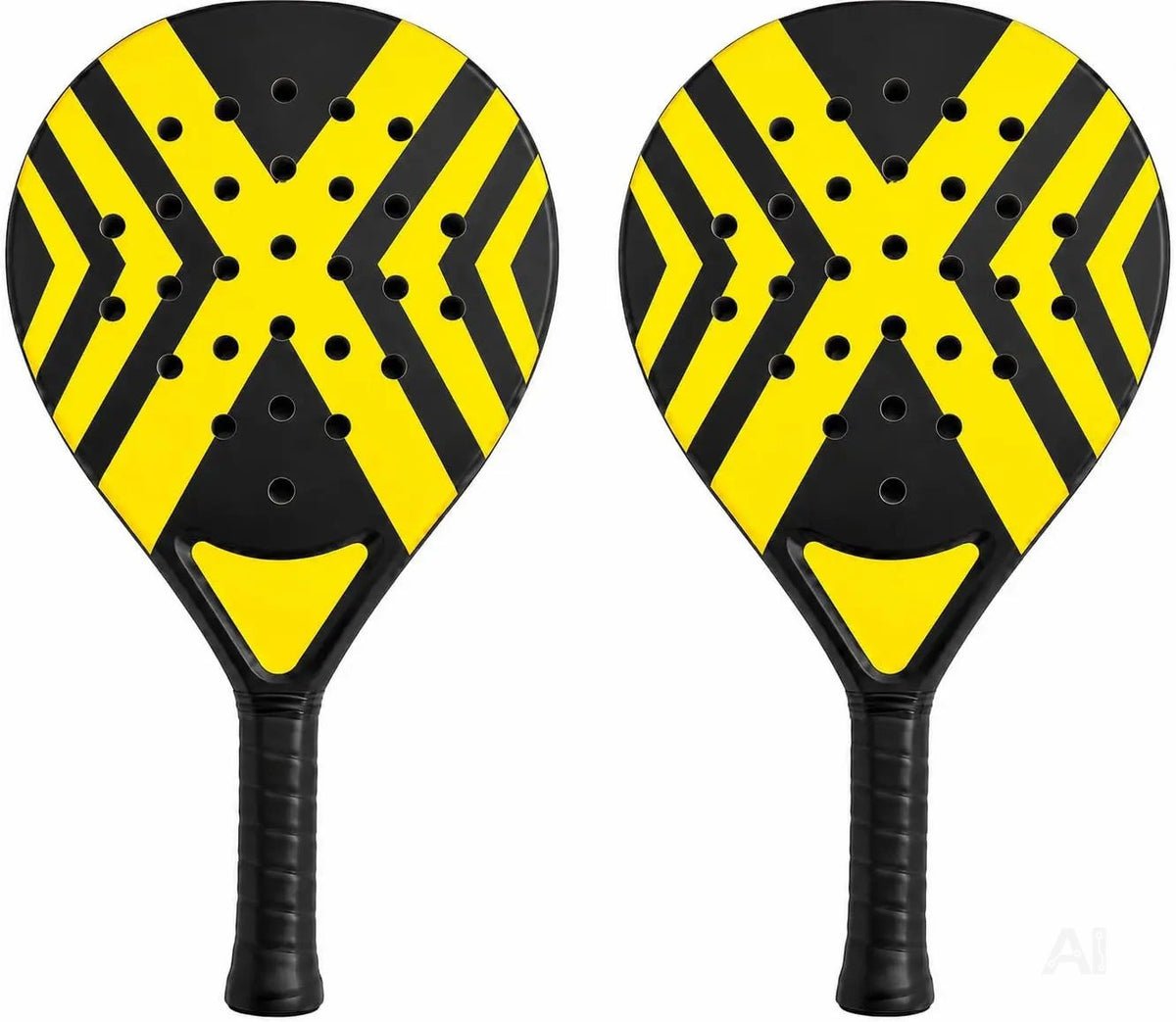 2er Padel Schläger Set Erwachsene – Profi Padelschläger mit Meshtasche – Padel Racket für Anfänger & Fortgeschrittene (2er Set Gelb)