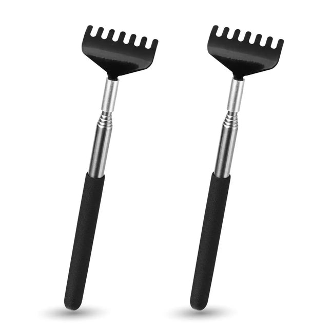 2er Rückenkratzer - stabil & ausziebhar - Teleskopstab mit breiter Kratzhand gegen Juckreiz