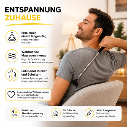 2er Rückenkratzer - stabil & ausziebhar - Teleskopstab mit breiter Kratzhand gegen Juckreiz