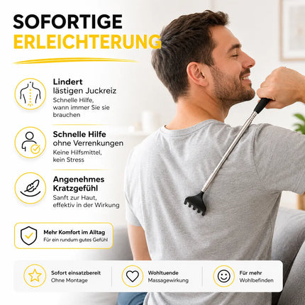 2er Rückenkratzer - stabil & ausziebhar - Teleskopstab mit breiter Kratzhand gegen Juckreiz