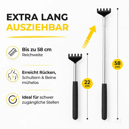 2er Rückenkratzer - stabil & ausziebhar - Teleskopstab mit breiter Kratzhand gegen Juckreiz – Detailansicht 8
