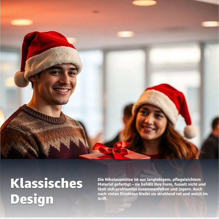 2er Samt Nikolausmütze Weihnachtsmütze Mütze Weihnachten Nikolaus rot