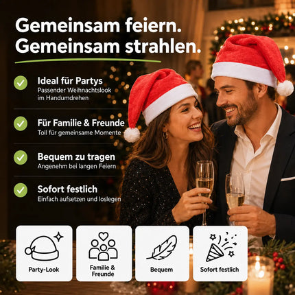 2er Samt Nikolausmütze Weihnachtsmütze Mütze Weihnachten Nikolaus rot