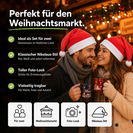 2er Samt Nikolausmütze Weihnachtsmütze Mütze Weihnachten Nikolaus rot