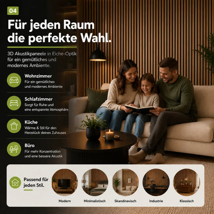 2er Set Akustikpaneele 3D – 115 x 60 x 2,1 cm Wandpaneele zur Schalldämmung – Moderne Holzoptik für stilvolle Wandverkleidung & bessere Raumakustik (2er Set Walnuss)