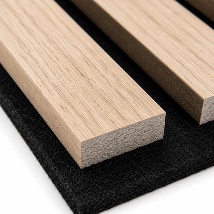 2er Set Akustikpaneele 3D – 115 x 60 x 2,1 cm Wandpaneele zur Schalldämmung – Moderne Holzoptik für stilvolle Wandverkleidung & bessere Raumakustik (4er Set Eiche)