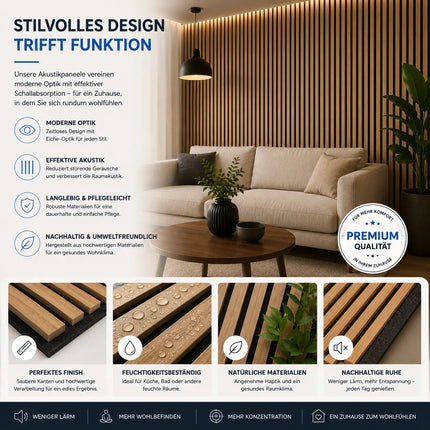 2er Set Akustikpaneele 3D – Schalldämmende Wandpaneele 115 x 60 x 2,1 cm – Holzoptik Wandverkleidung für Wohnraum & Büro (2er Set Walnuss)