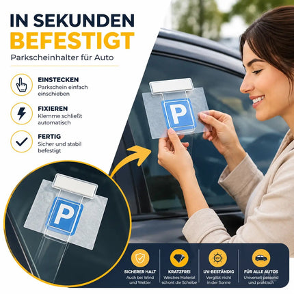 2er Set Parkscheinhalter Clip - Halterung für Parkschein, Parkausweis - Zettelhalter für Auto – Detailansicht 2