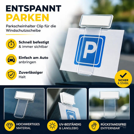 2er Set Parkscheinhalter Clip - Halterung für Parkschein, Parkausweis - Zettelhalter für Auto – Detailansicht 4