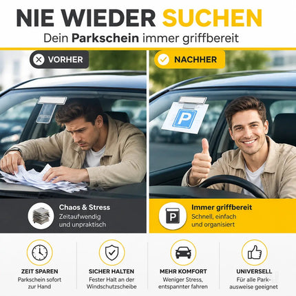 2er Set Parkscheinhalter Clip - Halterung für Parkschein, Parkausweis - Zettelhalter für Auto – Detailansicht 6