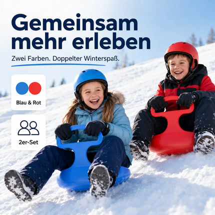 2er Set Schlitten Bob blau & rot - für Kinder zum Porutschen & Schlittenfahren